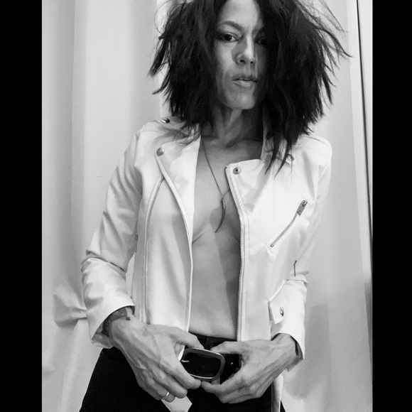 Mark & Morten White Vegan “Leather” motorcycle jacket (small) - Picture 1 of 10